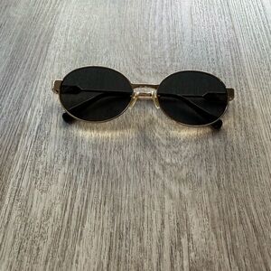 quay australia anyways gold blue small sleek round oval sunglassed eyewear NEW